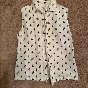 RVCA White and Black Patterned Tank Top